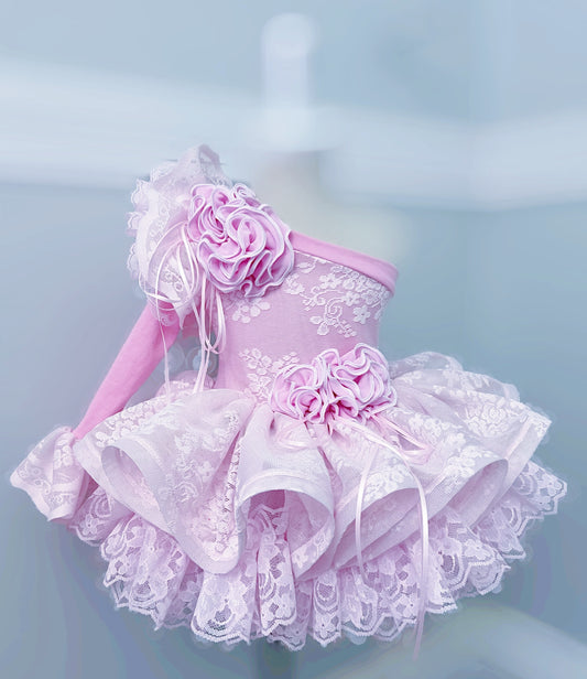 Pink lace flower dress